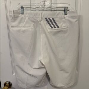 Adidas Men's White Shorts with Gray Stripes